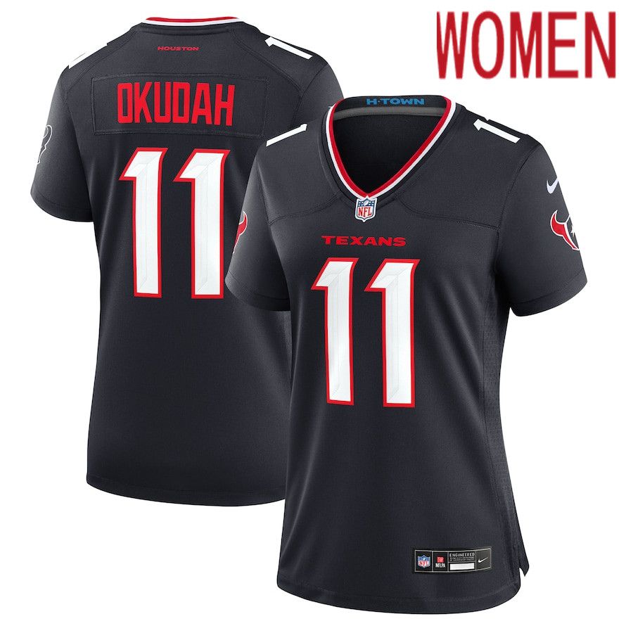 Women Houston Texans #11 Jeff Okudah Nike Navy Team Game NFL Jersey